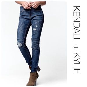 Kendall and Kylie Distressed Moto Jeans